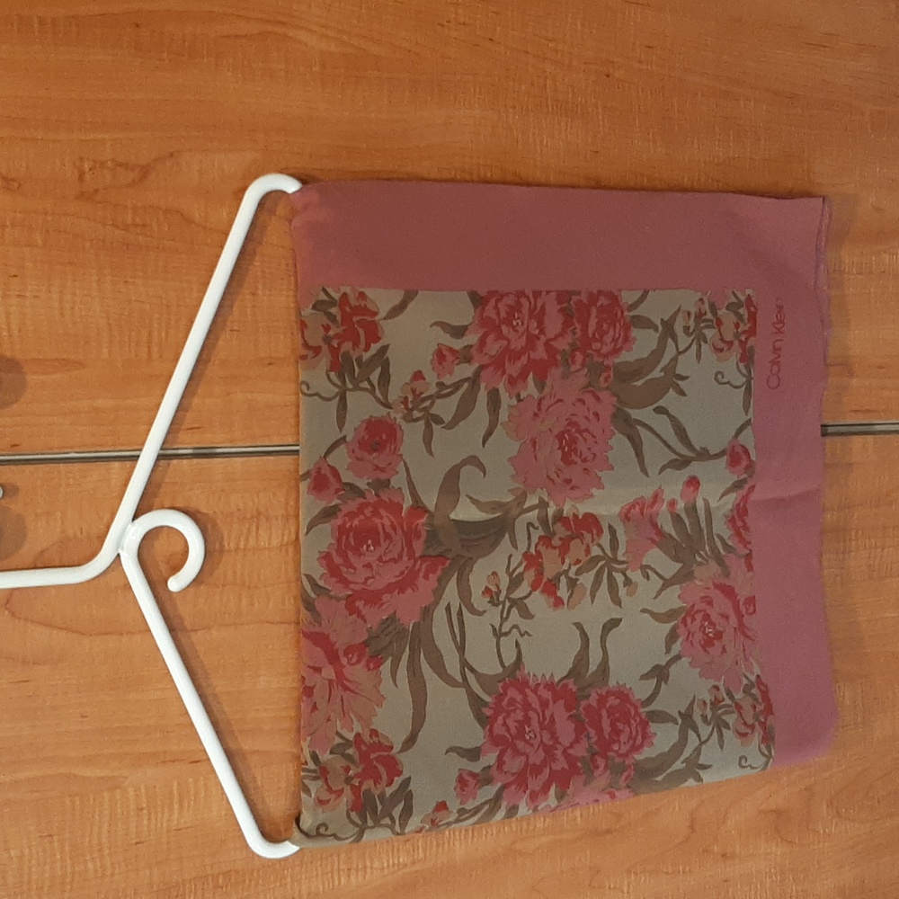 Calvin Klein Pink Floral Silk Scarf